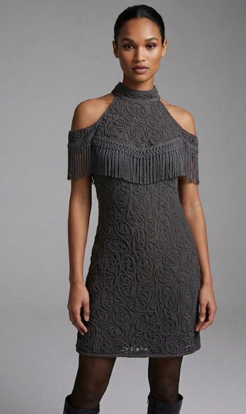 Gracia Black Lace Cold Shoulder Mini Dress Women’s Size S